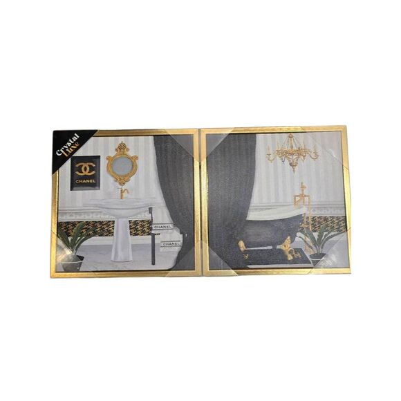 Crystal Luxe Bath Time With Chanel 2-PC Framed Canvas Wall Decor - Picture 2 of 10